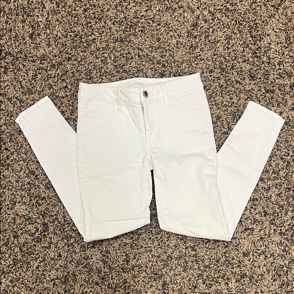 American Eagle Women's White Jeans - Size 0
